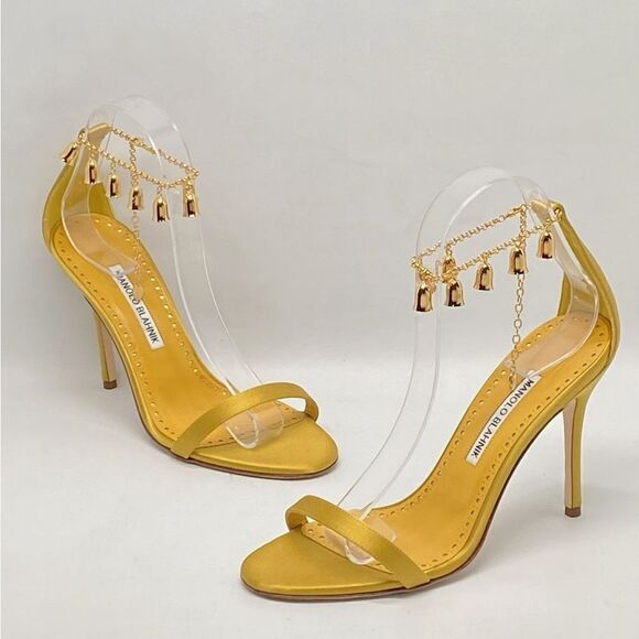 Manolo Blahnik Campanillasan 105MM Satin Sandals size 37 - Picture 1 of 13